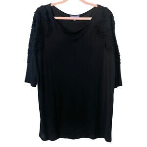 Vivienne Tam Top Womens Medium Black Textured Knit Whimsigoth Artsy Lagenlook